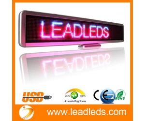 Universal Useful 22"x4.3" Rechargeable Programmable Led Moving Message Sign Board with Red/ Blue/ Pink Tri-color, Including Pre-programmed 32 Symbols and Icons [Indoor Use]