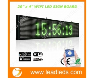 Leadleds 20 WiFi LED Sign Display Board RGYW 4 Colors Scrolling Message by Smartphone and USB Fast Programmable 