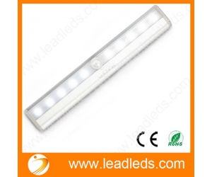 Leadleds I-007 10-LED del sensor de movimiento inalámbrico automático de luz con banda magnética, con pilas, portable para el armario, puerta, luz escalera, pasillo, Lavadero, blanco puro