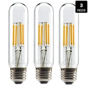 China Leadleds 4W Tubular LED Bulb Edison Style COB LED Filament Bulb T10, Non Dimmable E26 Medium Base Lamp 40 Watt Incandescent Bulb Equivalent 2700K Neat Warm White, 3-Pack factory