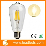 Leadleds 6W Edison Style Vintage LED Filament Light Bulb, 2700k Soft White 610LM Non-dimmable, E27 Medium Base Bulb, ST21(ST64) Antique Shape, 60W Incandescent Equivalent