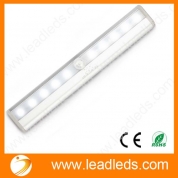 La fábrica de China Leadleds I-007 10-LED del sensor de movimiento inalámbrico automático de luz con banda magnética, con pilas, portable para el armario, puerta, luz escalera, pasillo, Lavadero, blanco puro