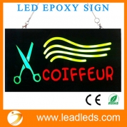 La fábrica de China Leadeds Neon Led Open Sign Coiffeur Peluquería Pantalla de mensajes intermitentes