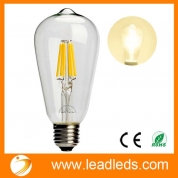 China Leadleds 6W Edison Style Vintage LED Filament Light Bulb, 2700k Soft White 610LM Non-dimmable, E27 Medium Base Bulb, ST21(ST64) Antique Shape, 60W Incandescent Equivalent (UPC: 701948981269) factory